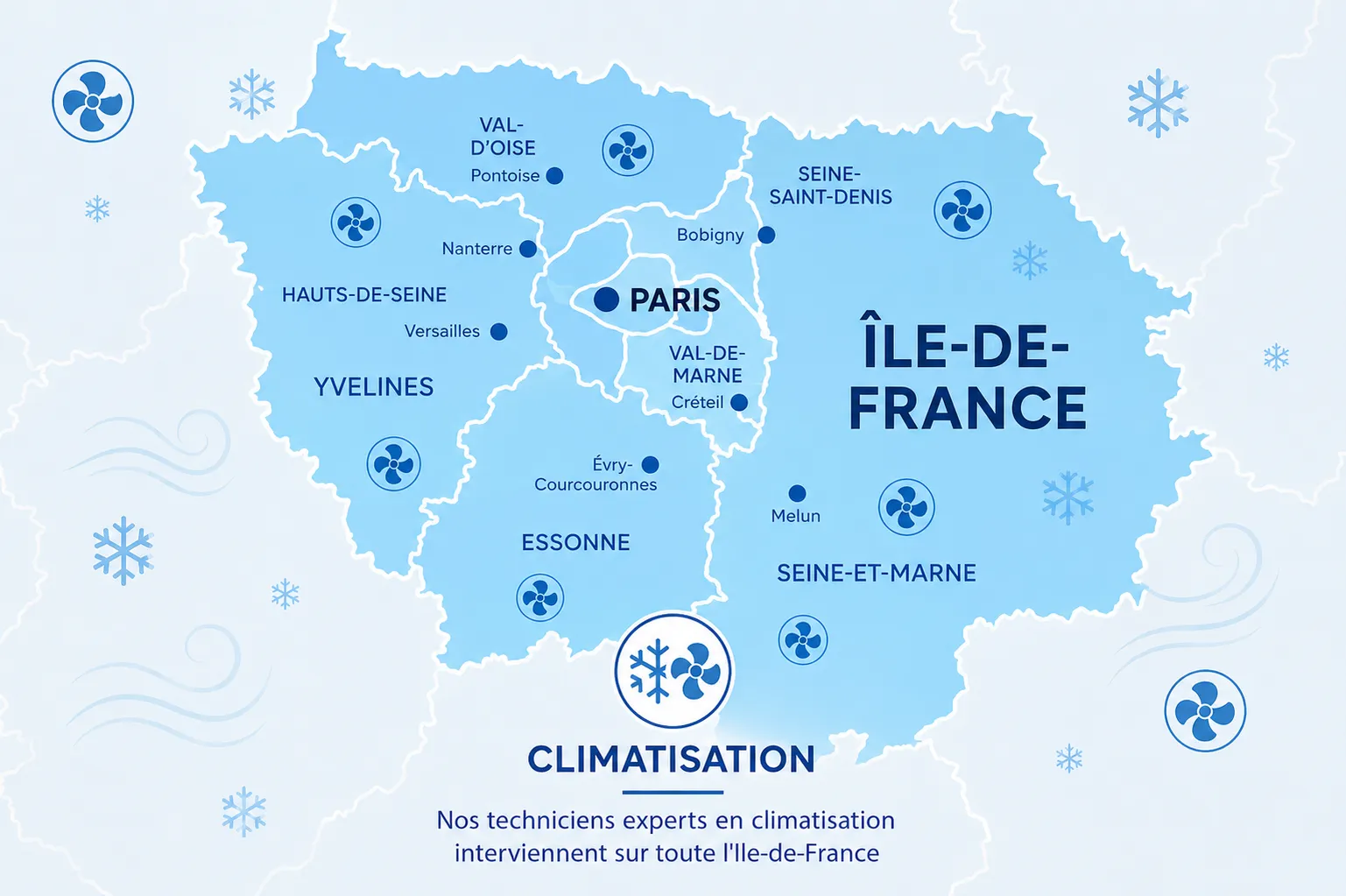 Carte climatisation Île-de-France